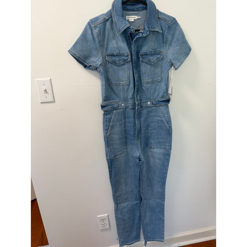 Good American Denim Jumpsuit Womens M Light Wash Utility Boilersuit GMJS731SO - Picture 2 of 8